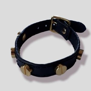 Black leather stud bracelet